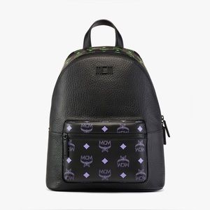 NWT MCM Men's Color Splash Logo Backpack Black Purple Green
